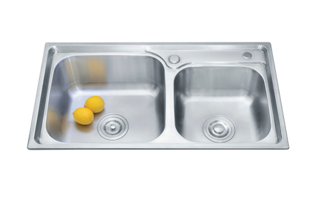 LS-7540D Cina Harga Pabrik Dapur Stainless Steel mangkuk ganda wastafel persegi 