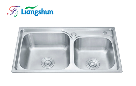 LS-7540D Cina Harga Pabrik Dapur Stainless Steel mangkuk ganda wastafel persegi 