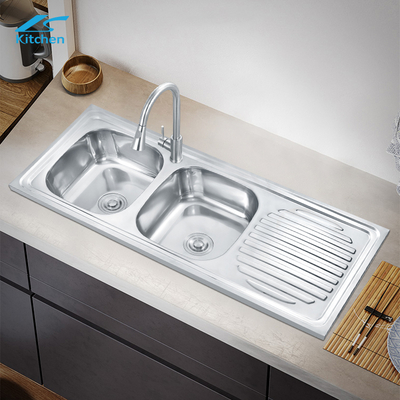 K hote sale factory Restaurant Kitchen Sink single Drainboard double bowl Sink Di Atas Mounted Sink Single Bowl Sink 