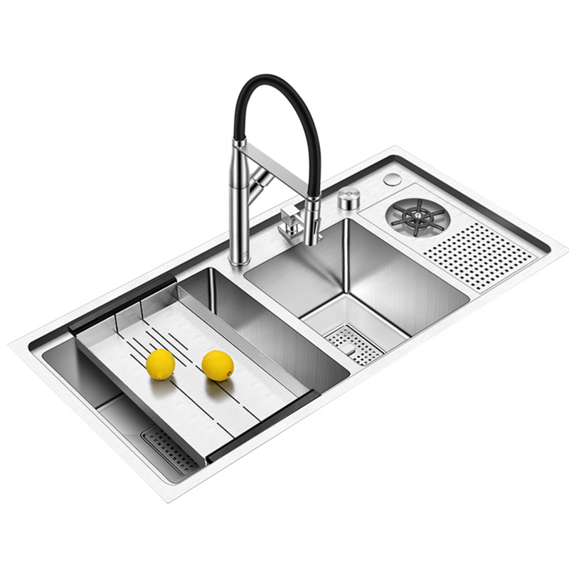 K Modern Farmhouse Stainless Steel 304 Wastafel Mesin Cuci Cangkir Kitch Hitam Granit Wastafel Buatan Tangan Cangkir Mesin Cuci Wastafel Dapur