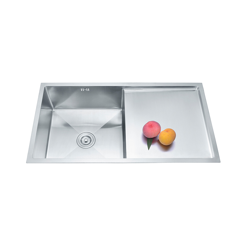 Mangkuk Tunggal Drop-in dengan Wastafel Stainless Steel Drainboard Wastafel Dapur Buatan Tangan