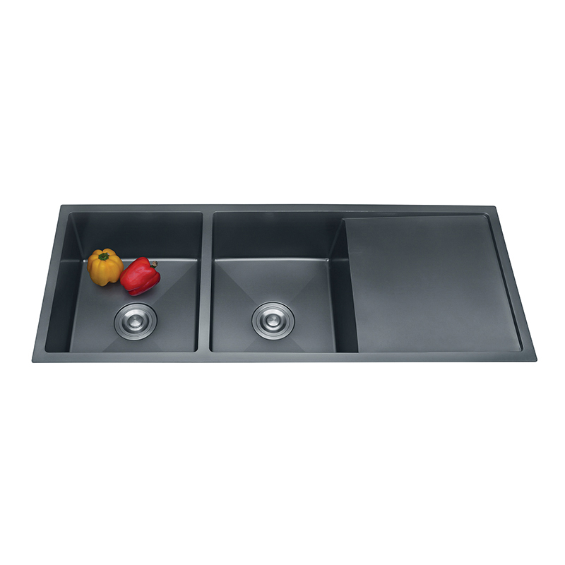 OEM Retangular 304 Stainless Steel Double Bowl Buatan Tangan Wastafel Dapur yang Dapat Disesuaikan