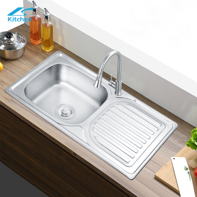 K-7540A mangkuk tunggal dengan papan saluran pembuangan tunggal 304 stainless steel SINK
