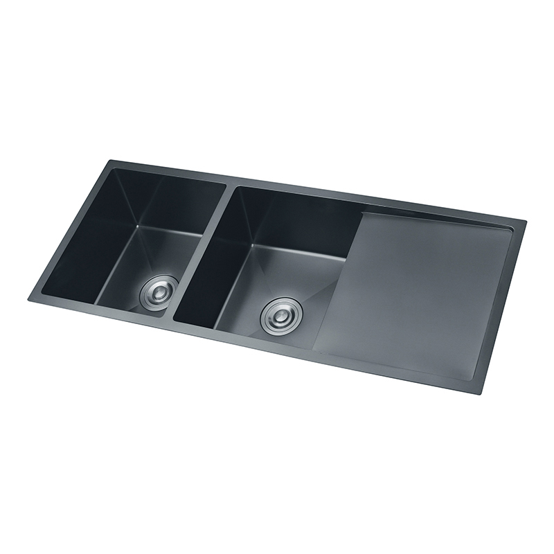 OEM Retangular 304 Stainless Steel Double Bowl Buatan Tangan Wastafel Dapur yang Dapat Disesuaikan