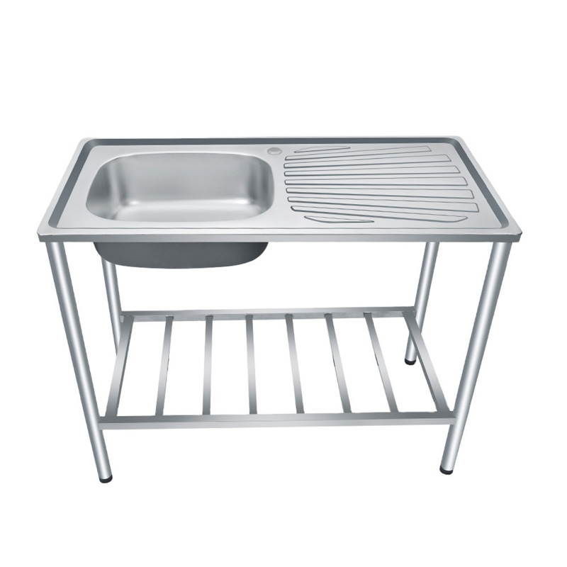 Bahan Kelas Tinggi Berdiri Bebas Stainless Steel Mangkuk Air Wastafel Unik Drainboard Kabinet Dapur Wastafel